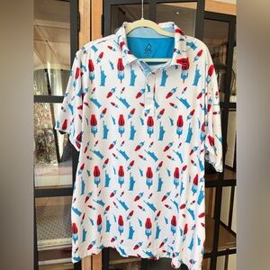 DEOLAX performance polo golf american pops Statue of Liberty USA shirt print